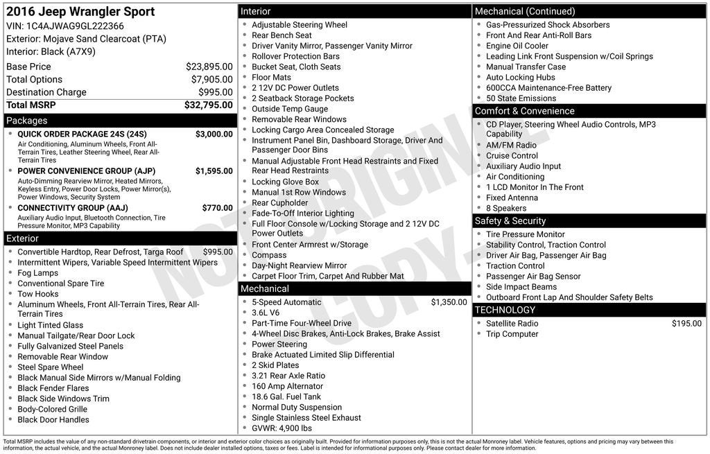 2016 Jeep Wrangler Sport