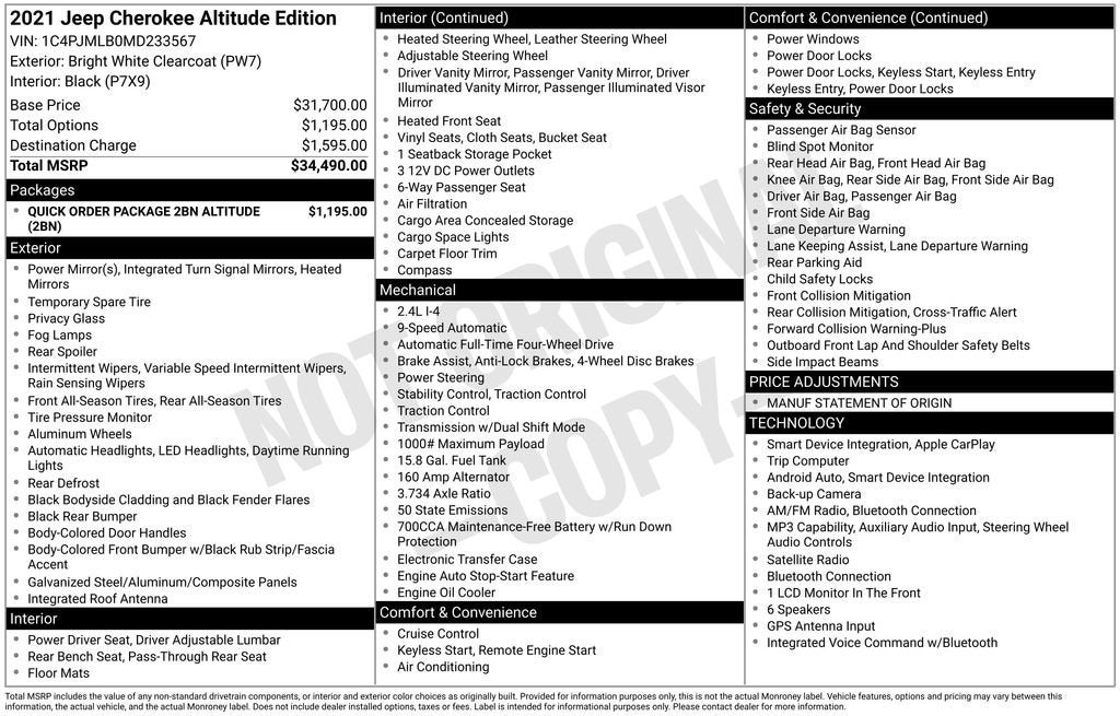 2021 Jeep Cherokee Altitude