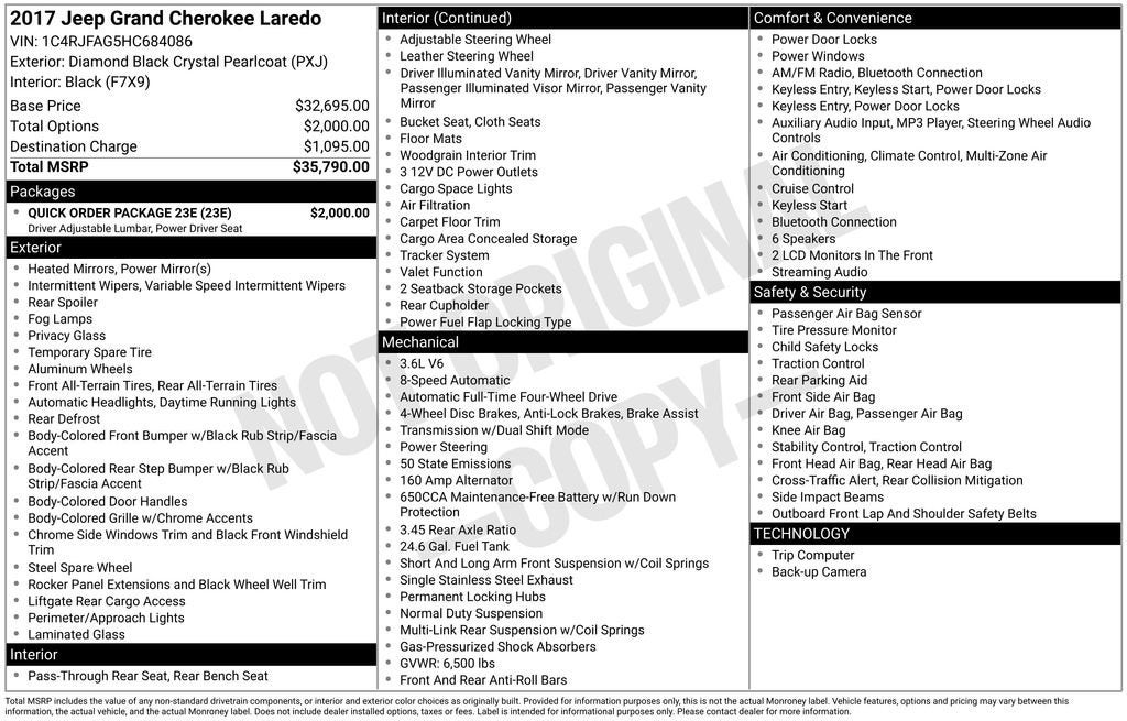 Used 2017 Jeep Grand Cherokee Laredo E with VIN 1C4RJFAG5HC684086 for sale in Ottumwa, IA