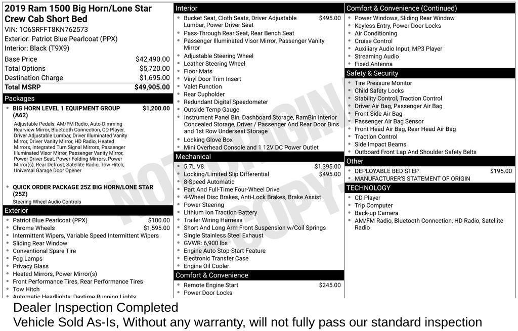 2019 RAM 1500 Big Horn/Lone Star
