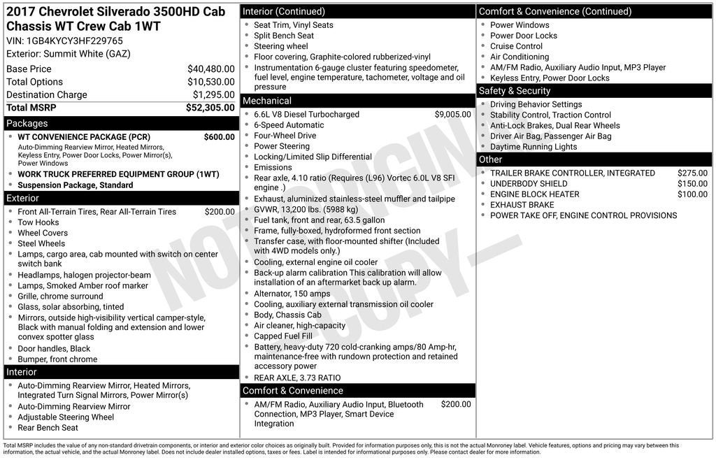 2017 Chevrolet Silverado 3500 HD Chassis Cab Work Truck