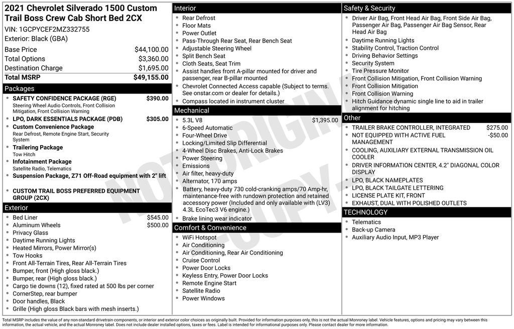 2021 Chevrolet Silverado 1500 Custom Trail Boss