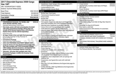 2017 Chevrolet Express Cargo 2500 CARGO