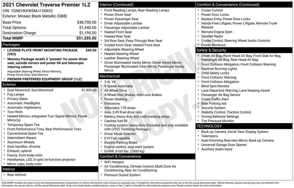 2021 Chevrolet Traverse Premier