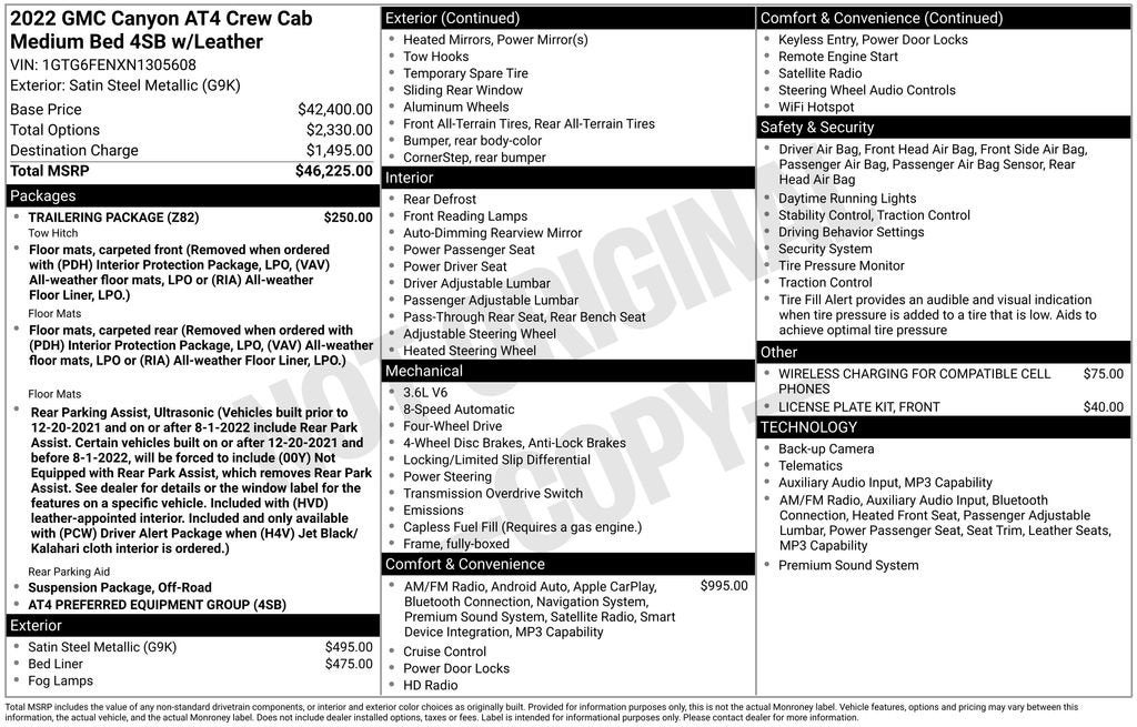 2022 GMC Canyon AT4 - Leather