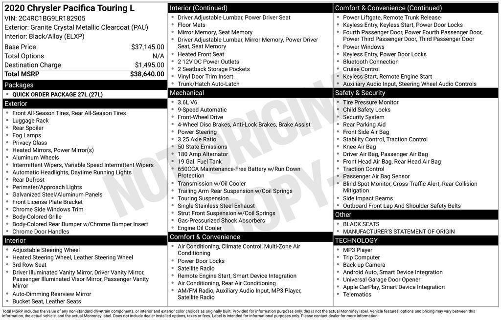 2020 Chrysler Pacifica Touring L