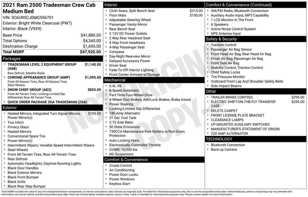 2021 RAM 2500 Tradesman