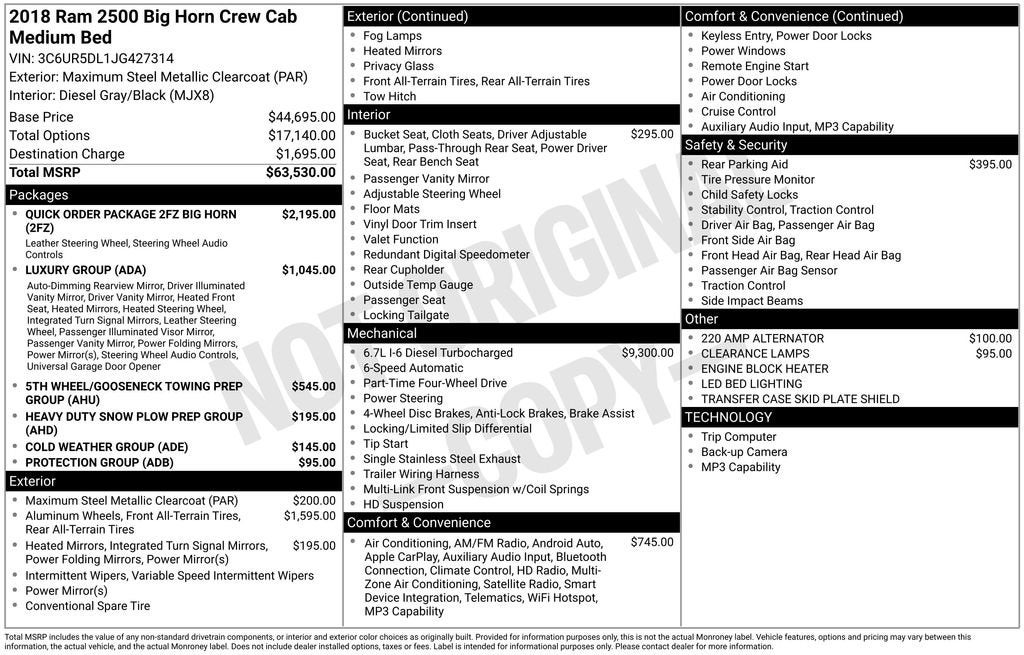 2018 RAM 2500 Big Horn