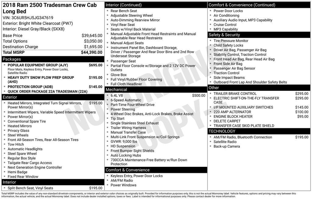 2018 RAM 2500 Tradesman