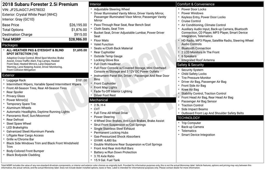 2018 Subaru Forester Premium