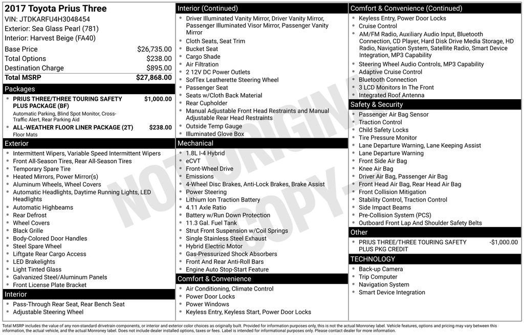 2017 Toyota Prius Two