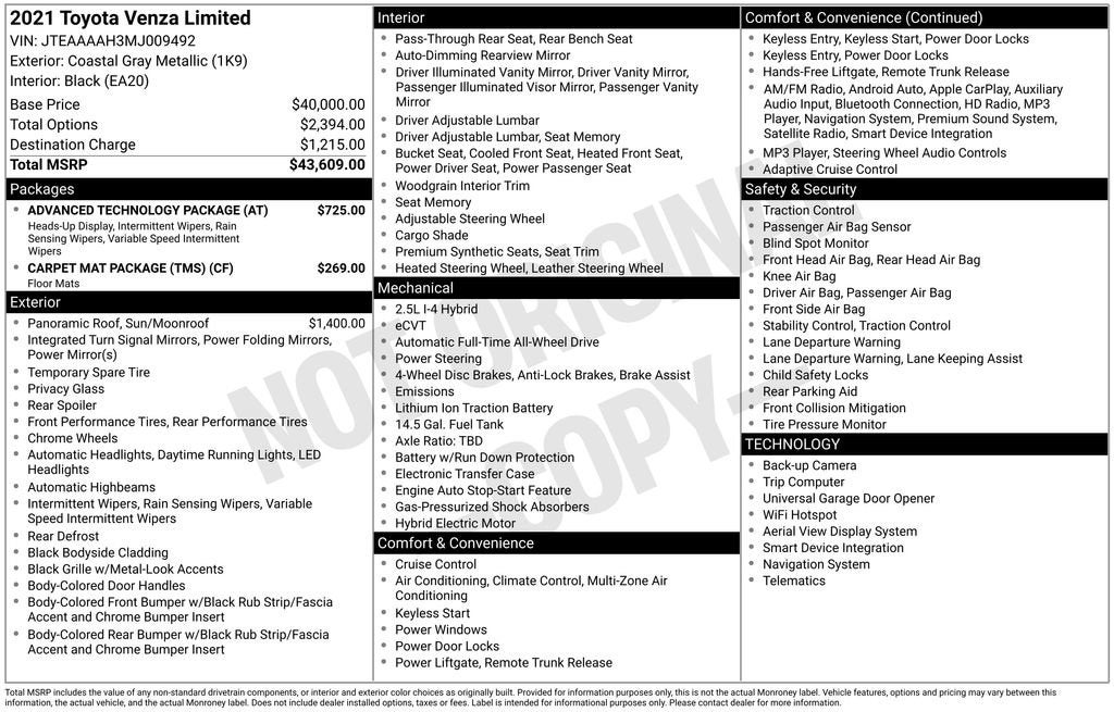 2021 Toyota Venza LE