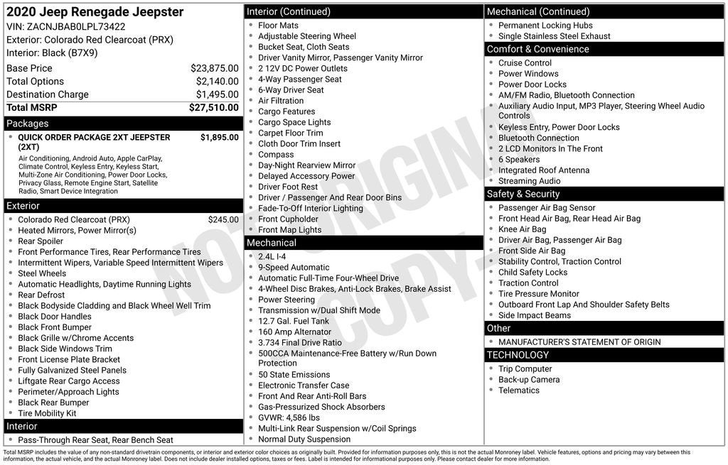 2020 Jeep Renegade Jeepster