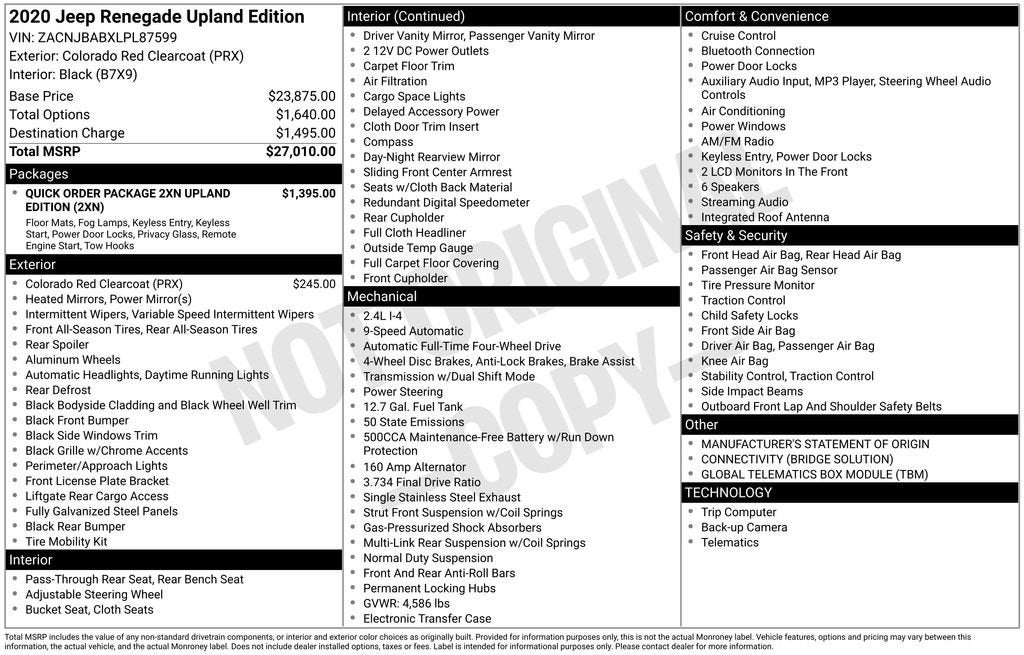 2020 Jeep Renegade Upland