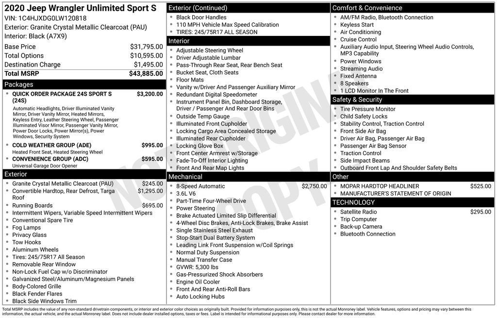 2020 Jeep Wrangler Unlimited Sport S