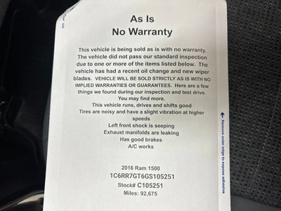 2016 RAM 1500 Big Horn