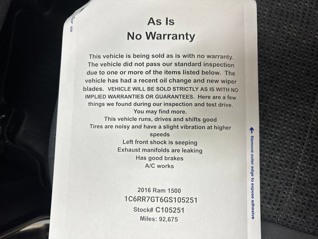 2016 RAM 1500 Big Horn