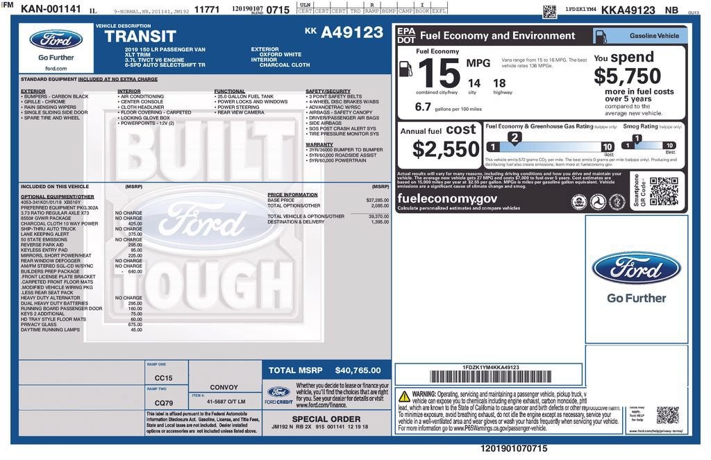 2019 Ford Transit Passenger Wagon XL