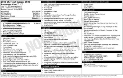 2019 Chevrolet Express Passenger 3500 LT