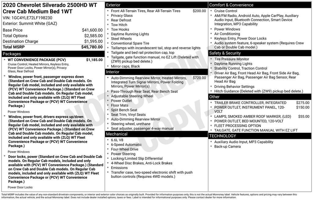 2020 Chevrolet Silverado 2500 HD Work Truck