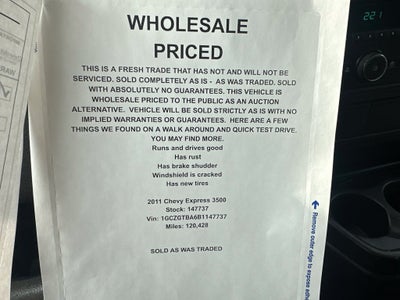 2011 Chevrolet Express Cargo 3500 Work Van