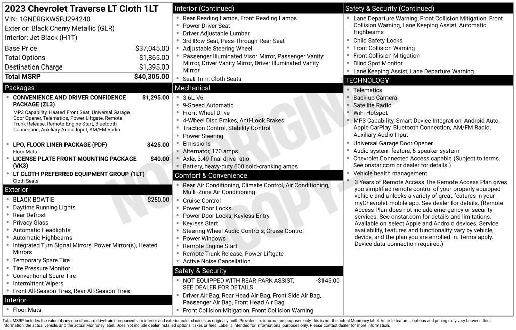 2023 Chevrolet Traverse LT Cloth