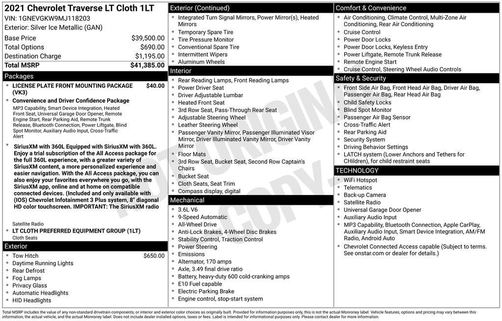 2021 Chevrolet Traverse LT Cloth