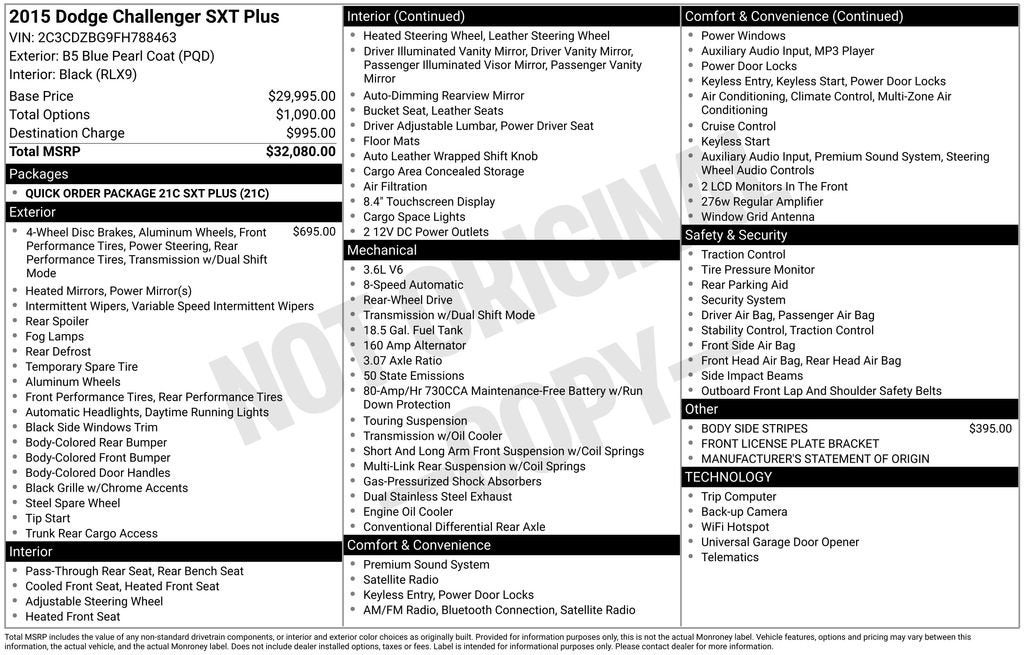 2015 Dodge Challenger SXT Plus