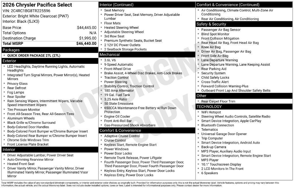 2026 Chrysler Pacifica Select