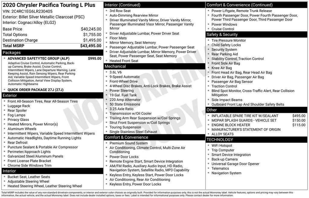 2020 Chrysler Pacifica Touring L Plus