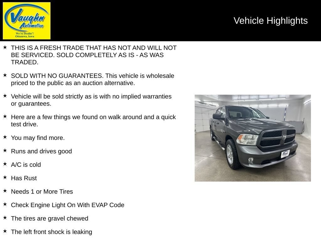 Used 2017 RAM Ram 1500 Pickup Express with VIN 3C6RR7KT0HG595217 for sale in Ottumwa, IA