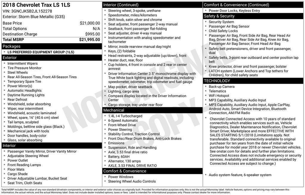 2018 Chevrolet Trax LS